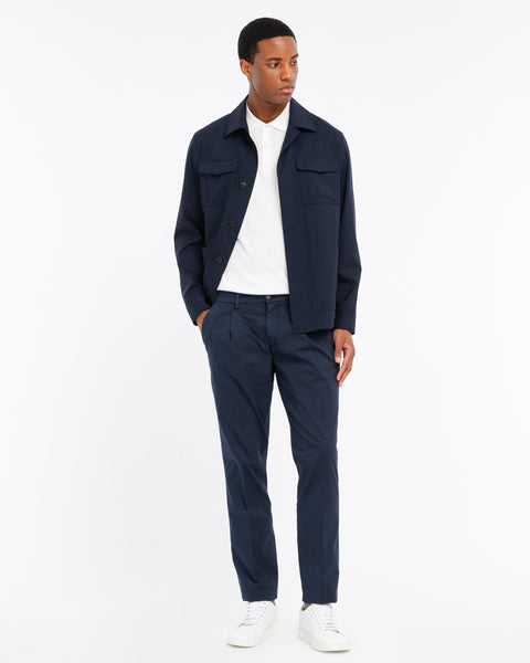 blue cool stretch wool overshirt