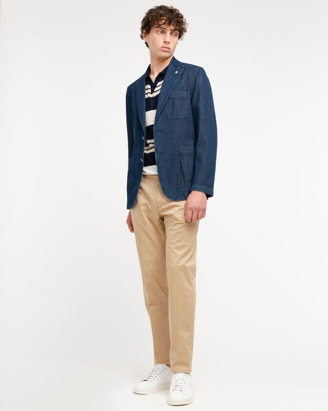 blue denim blazer