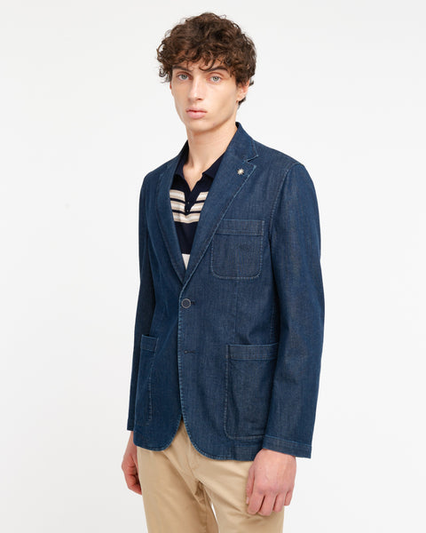 blue denim blazer