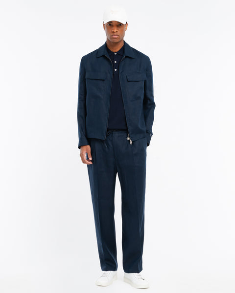 blue linen overshirt