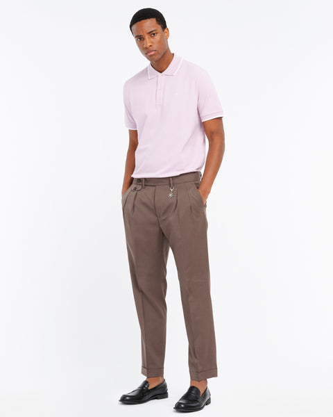 pink contrasting piquet polo shirt