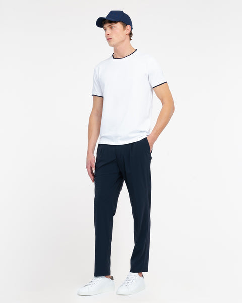 white contrast stretch cotton jersey t-shirt