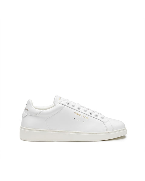 white leather sneakers