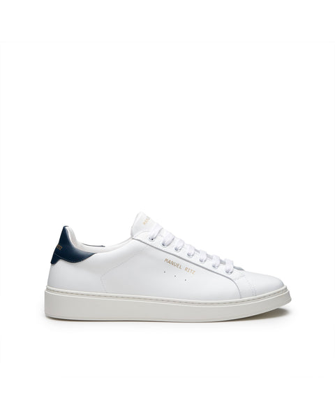 blue leather sneakers
