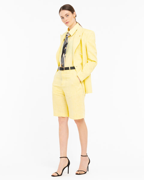 yellow viscose linen bermuda shorts