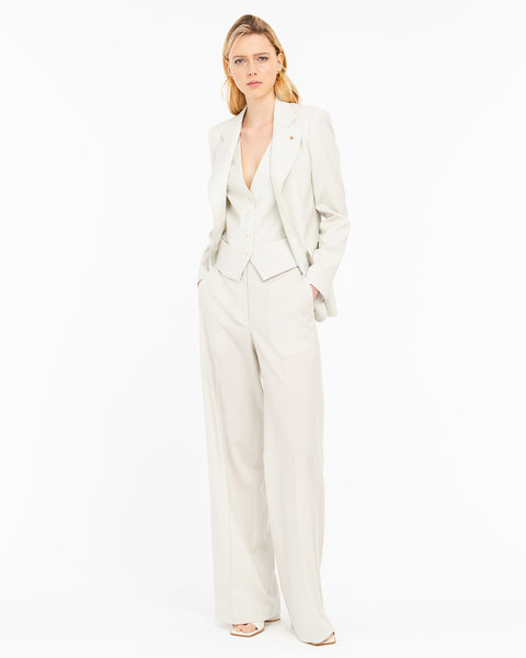 beige straight cool stretch wool trousers