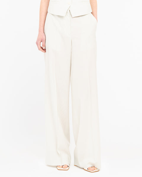 beige straight cool stretch wool trousers
